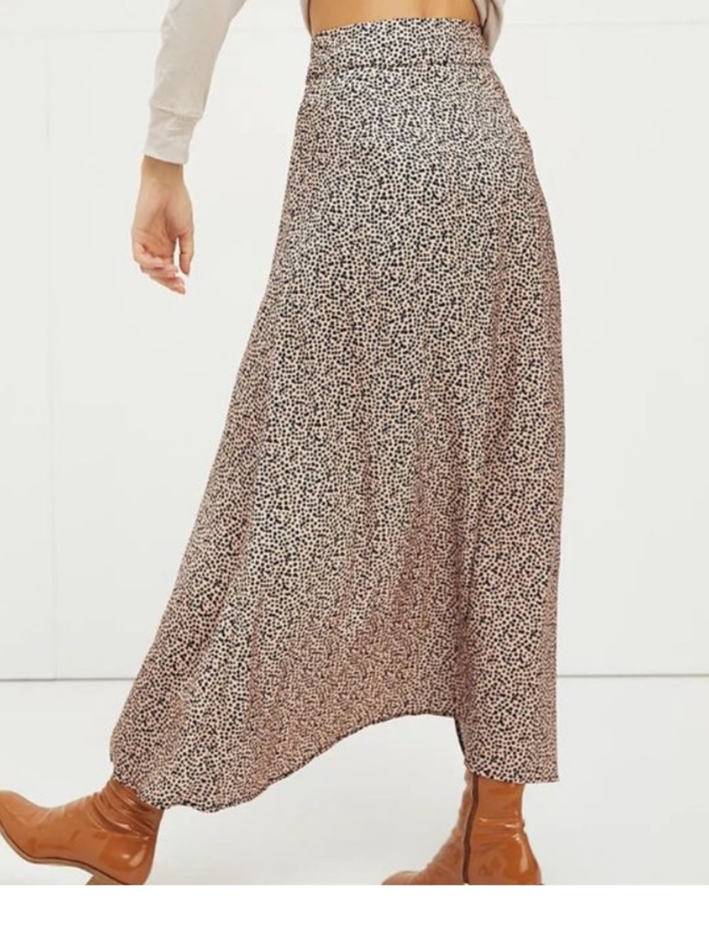 Free People Button Down Sammy Leopard Maxi Skirt with Front Slit, NWOT - Picture 2 of 8